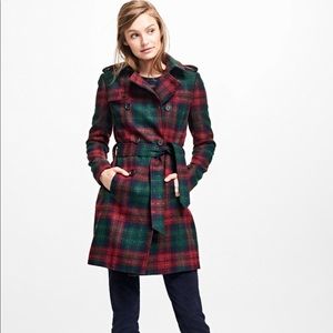Brooks Brothers Tartan Wool-Blend Trench Coat, NWT